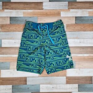 Under Armour HeatGear Mens Board Shorts 28 Blue Green Geometric Swim Trunks